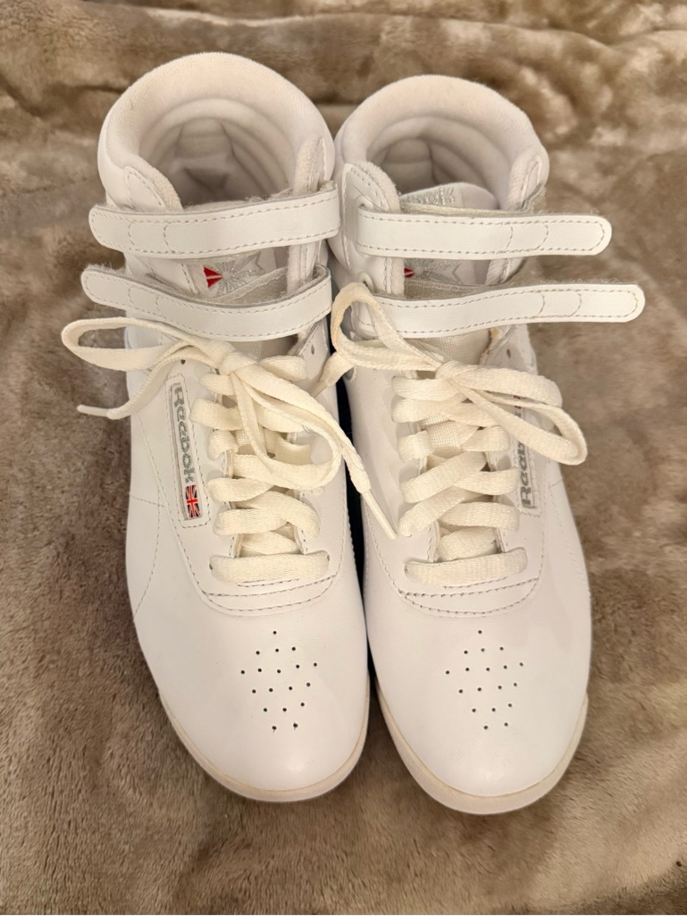 Reebok White High-Top Sneakers with Double Velcro Straps